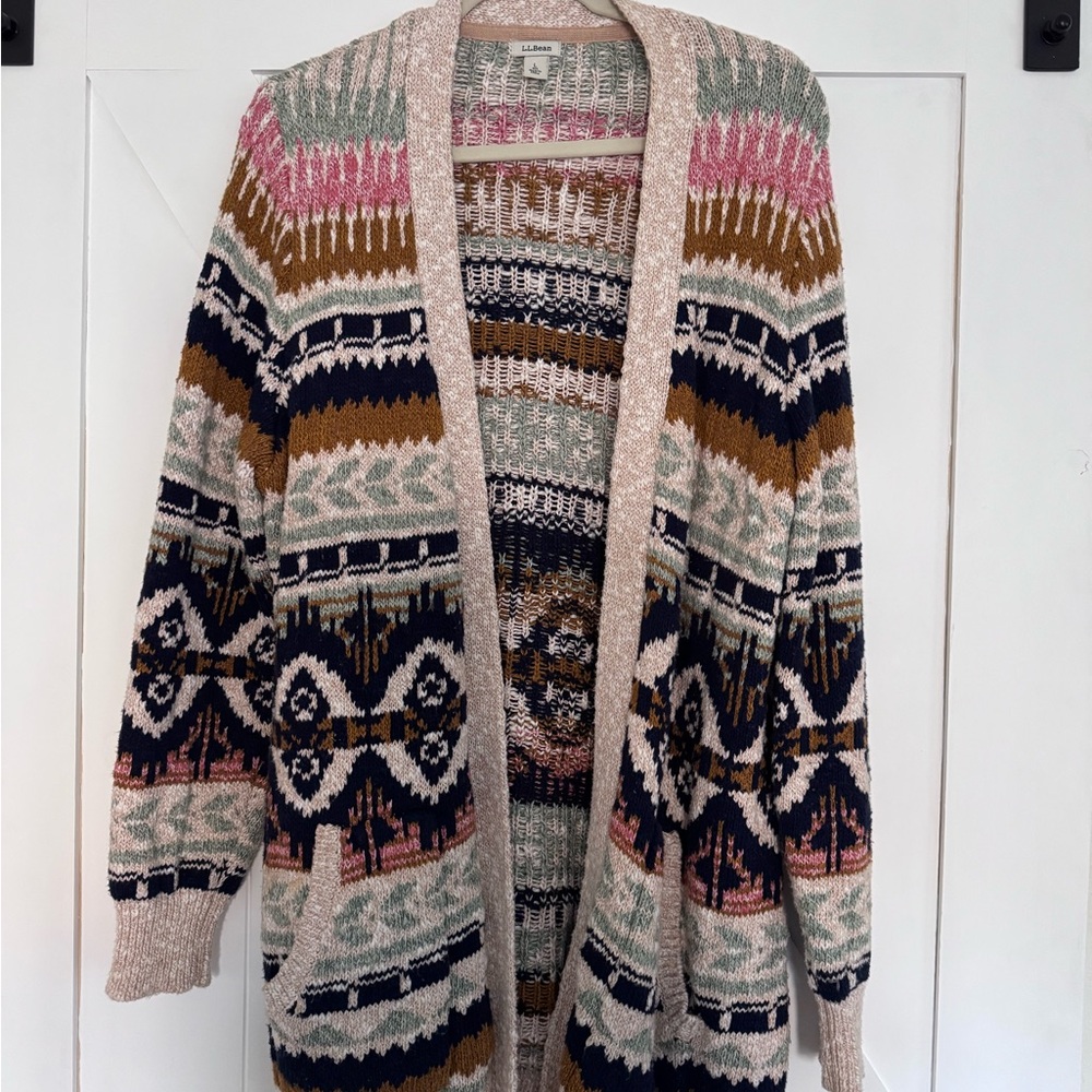 L.L. Bean Multicolor Patterned Cardigan